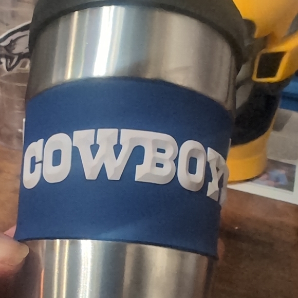 Cowboys Stainless Steel Travel Mug - Blue and Black - Picture 6 of 6